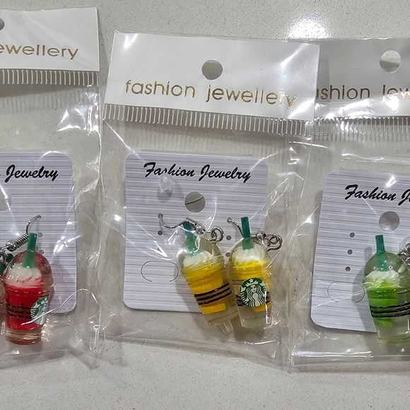 STARBUCKS-INSPIRED EARRINGS SET - Picture 1 of 4